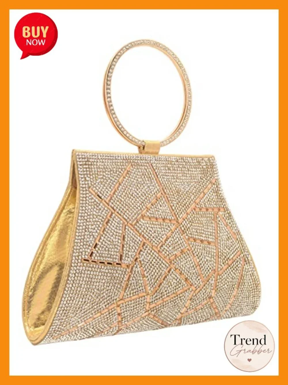 Crystal Clutch Purse Evening Bag Wristlet Bridal Handbag Magnetic Snap Closure
